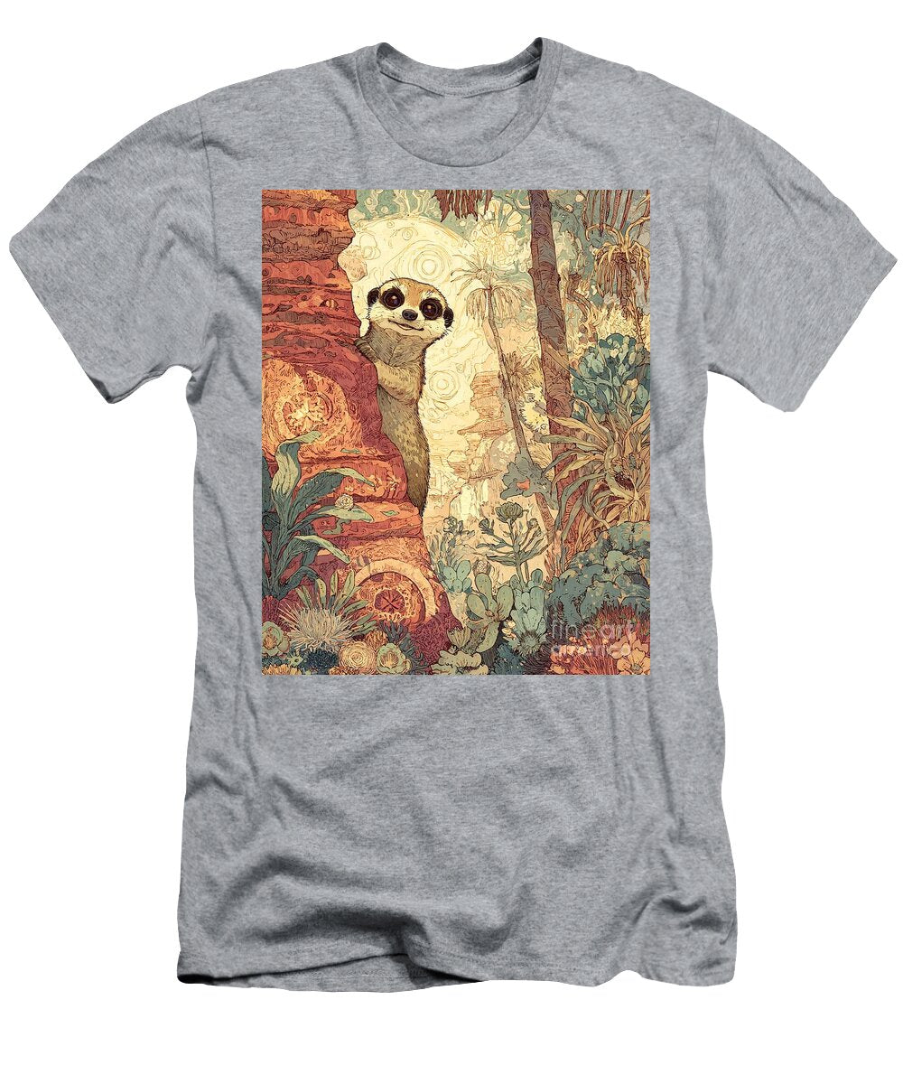 Desert Animal Desert Meerkat in a Lush Oasis Nature Scene Cute Creature Clint Mclaughlin T-Shirt