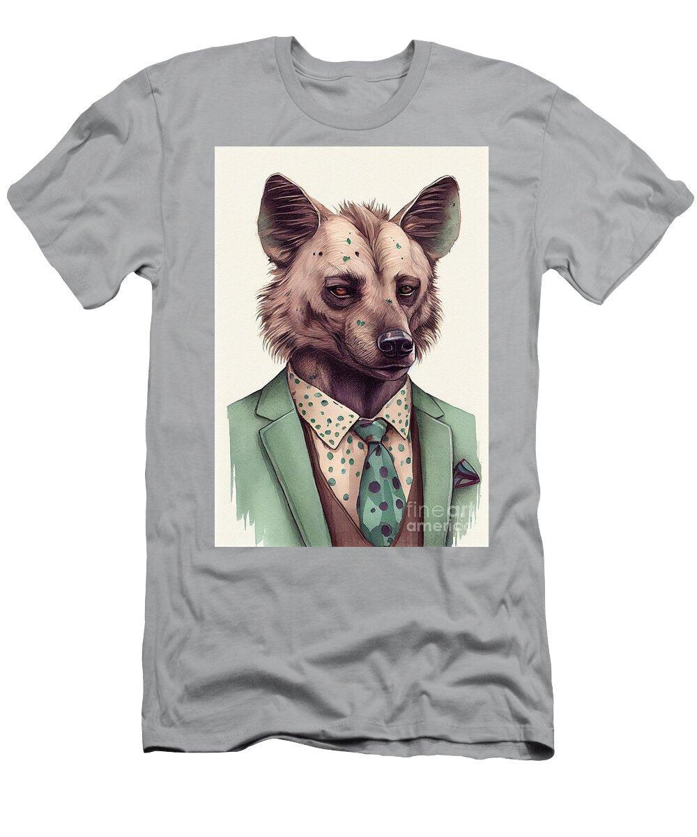 Hyena in Suit Watercolor Hipster Animal Retro Costume Jeff Brassard T-Shirt