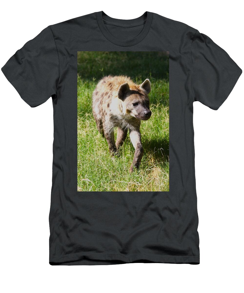 Hyena Walking on Grass Brittney Powers T-Shirt