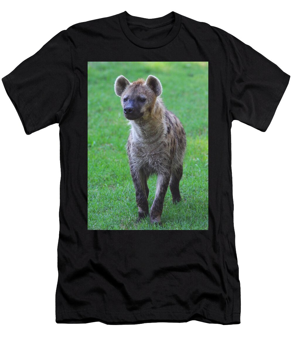Lone Hyena on Green Grass Brittney Powers T-Shirt